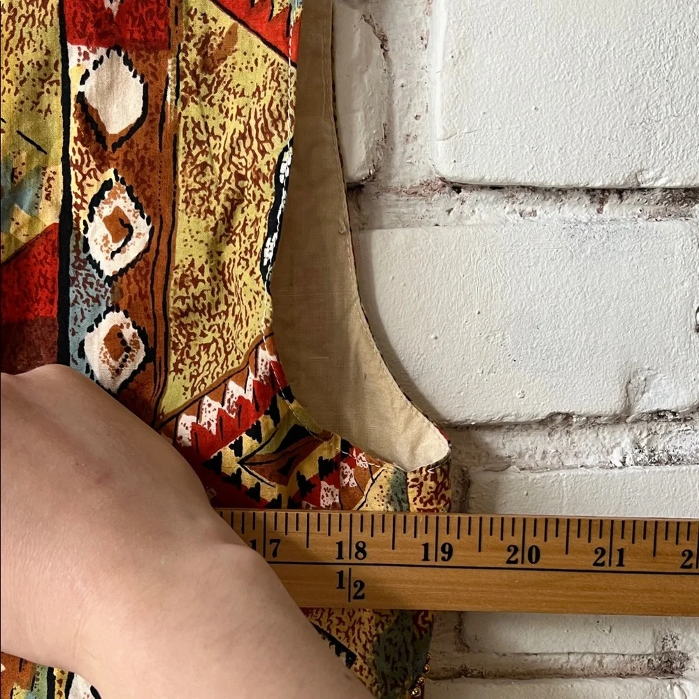 COTTON Vintage Multicolor Southwestern Patterned Vest Rust, Olive, Cream beaded - Picture 7 of 7